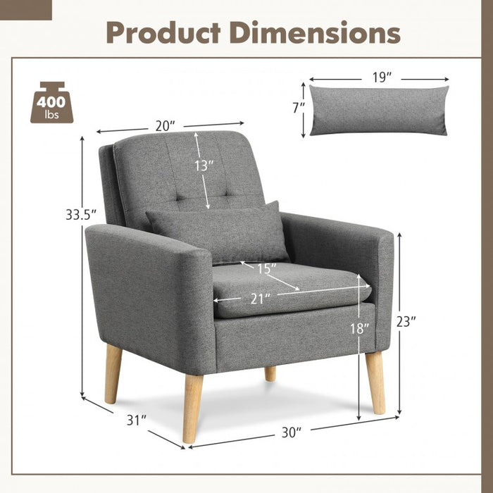 Modern Minimalist Comfortable Armchair with Lumbar Pillow
