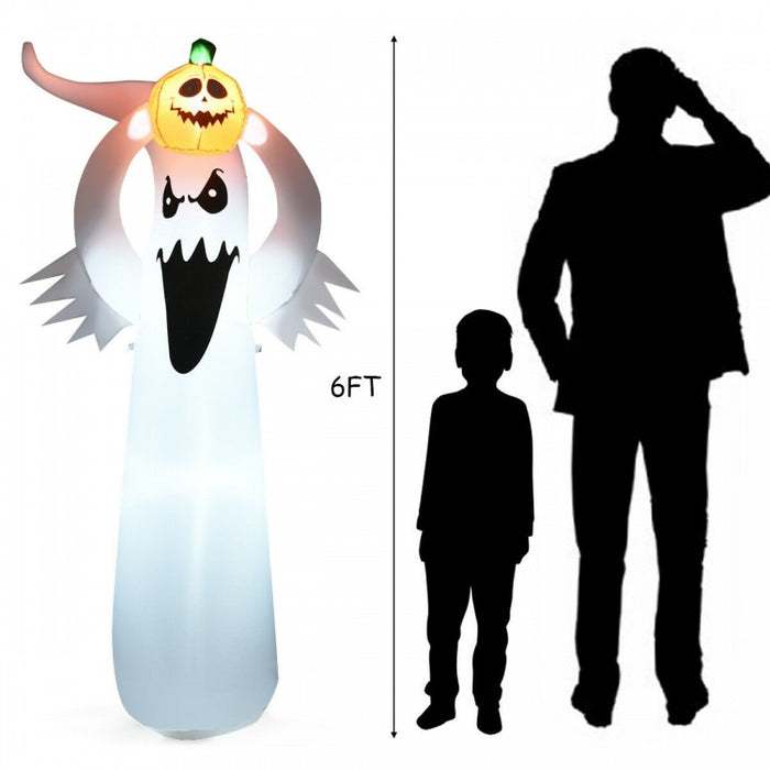 2024 Halloween Inflatable Ghost with Pumpkin LED Lights - Suitable for Haunted House Parties