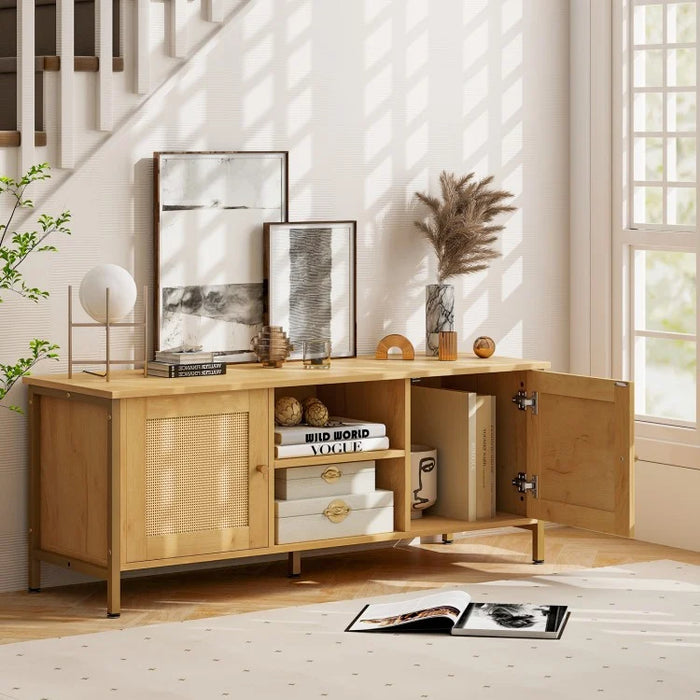 Bohemian Style TV Stand for Living Room, Fits Up to 55-Inch TV