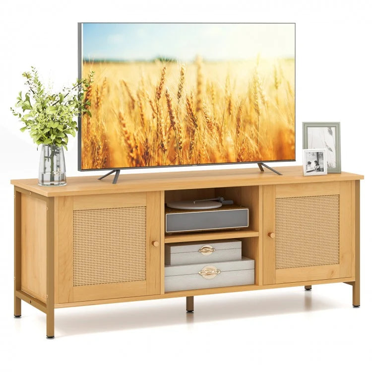 Bohemian Style TV Stand for Living Room, Fits Up to 55-Inch TV