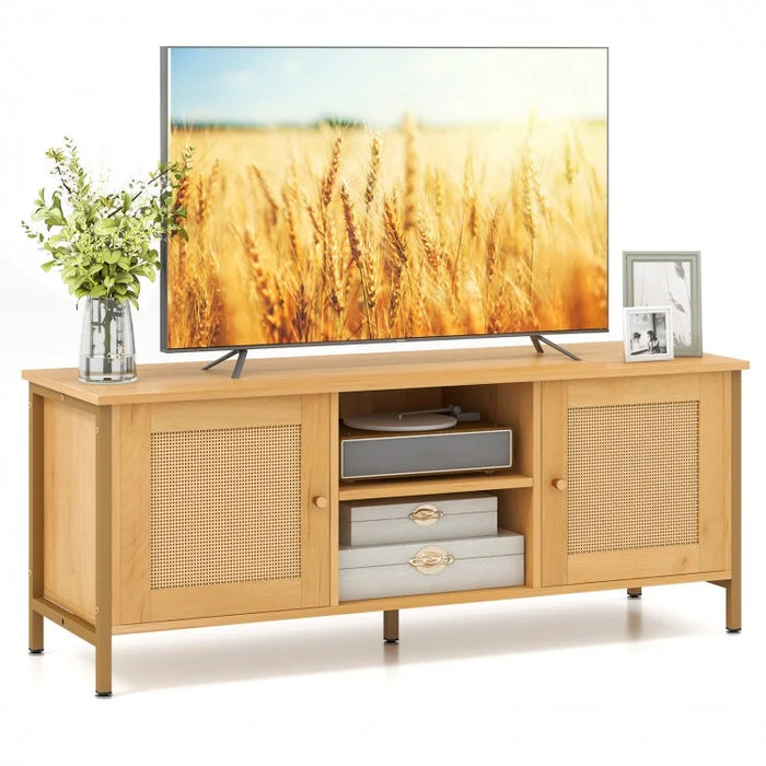 Bohemian Style TV Stand for Living Room, Fits Up to 55-Inch TV