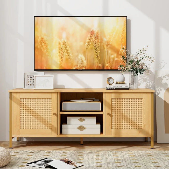 Bohemian Style TV Stand for Living Room, Fits Up to 55-Inch TV
