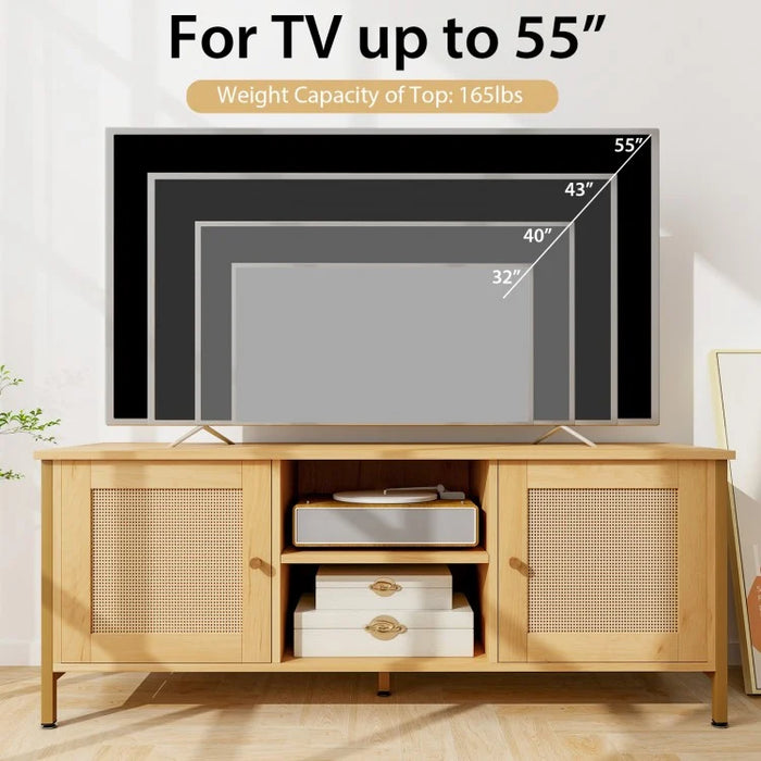 Bohemian Style TV Stand for Living Room, Fits Up to 55-Inch TV