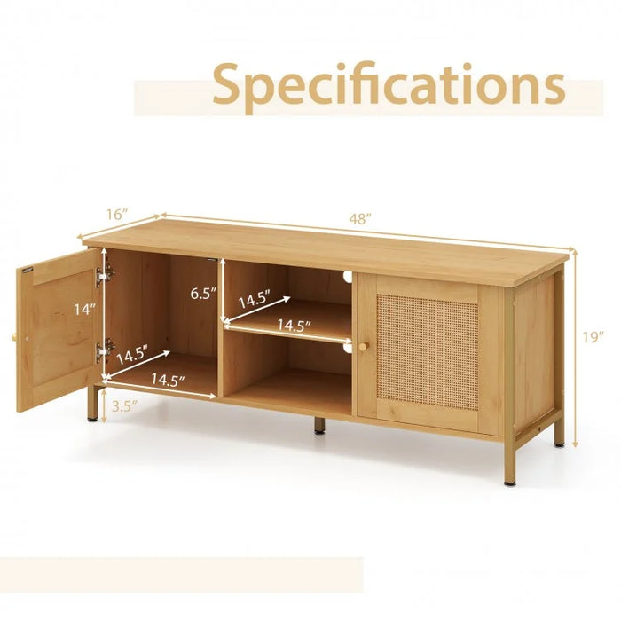 Bohemian Style TV Stand for Living Room, Fits Up to 55-Inch TV