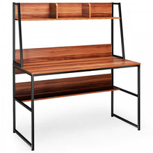 Charger l&#39;image dans la galerie, Modern Multifunctional Computer Desk with Bookshelves for Home Office
