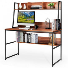 Charger l&#39;image dans la galerie, Modern Multifunctional Computer Desk with Bookshelves for Home Office
