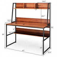 Charger l&#39;image dans la galerie, Modern Multifunctional Computer Desk with Bookshelves for Home Office
