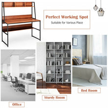 Charger l&#39;image dans la galerie, Modern Multifunctional Computer Desk with Bookshelves for Home Office

