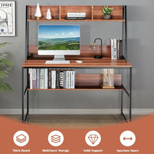 Charger l&#39;image dans la galerie, Modern Multifunctional Computer Desk with Bookshelves for Home Office

