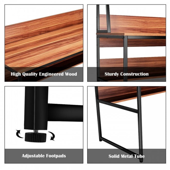 Modern Multifunctional Computer Desk with Bookshelves for Home Office