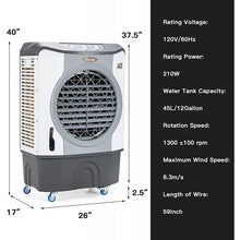 Load image into Gallery viewer, Outdoor/Patio/Garage Air Cooler with Extra-Large 45L Water Tank
