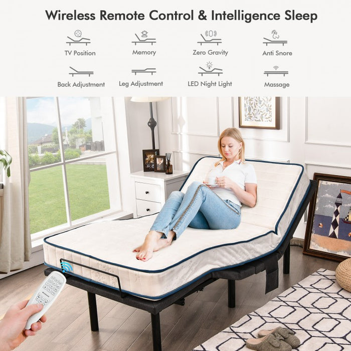 Adjustable Electric Massage Bed Frame with USB and Nightlight