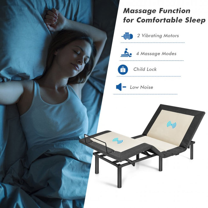 Adjustable Electric Massage Bed Frame with USB and Nightlight
