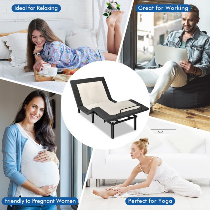 Adjustable Electric Massage Bed Frame with USB and Nightlight