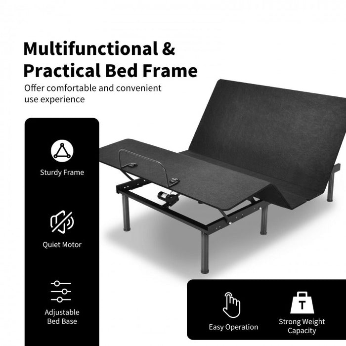 Black Remote Control Adjustable Foldable Steel Bed Frame
