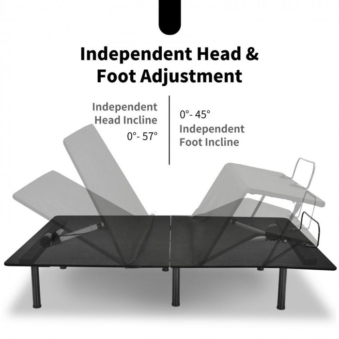 Black Remote Control Adjustable Foldable Steel Bed Frame