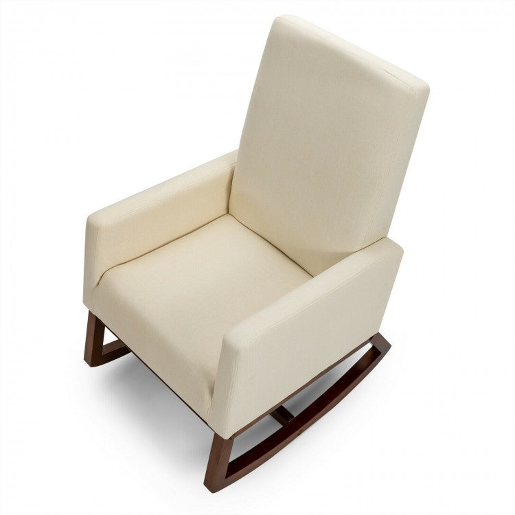 Modern Minimalist High-Back Rocking Chair with Side Pockets