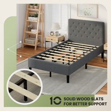 Load image into Gallery viewer, Gray Modern Bedroom Tufted Headboard with Soft Padding and Bed Frame
