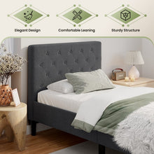 Load image into Gallery viewer, Gray Modern Bedroom Tufted Headboard with Soft Padding and Bed Frame
