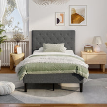 Load image into Gallery viewer, Gray Modern Bedroom Tufted Headboard with Soft Padding and Bed Frame
