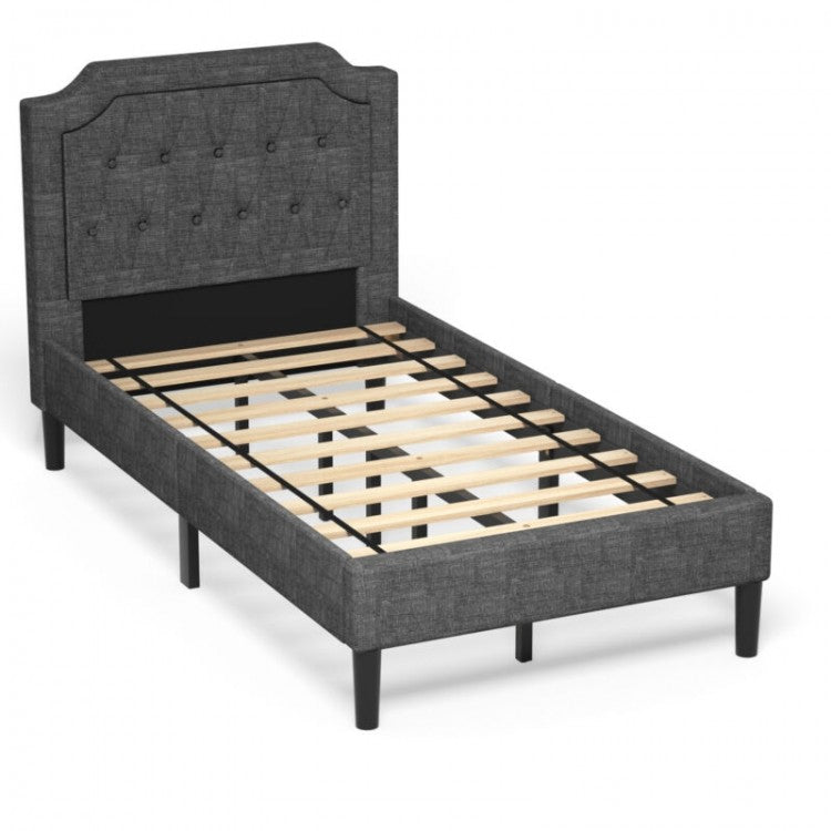 Gray Bedroom Double Upholstered Bed Frame with Headboard