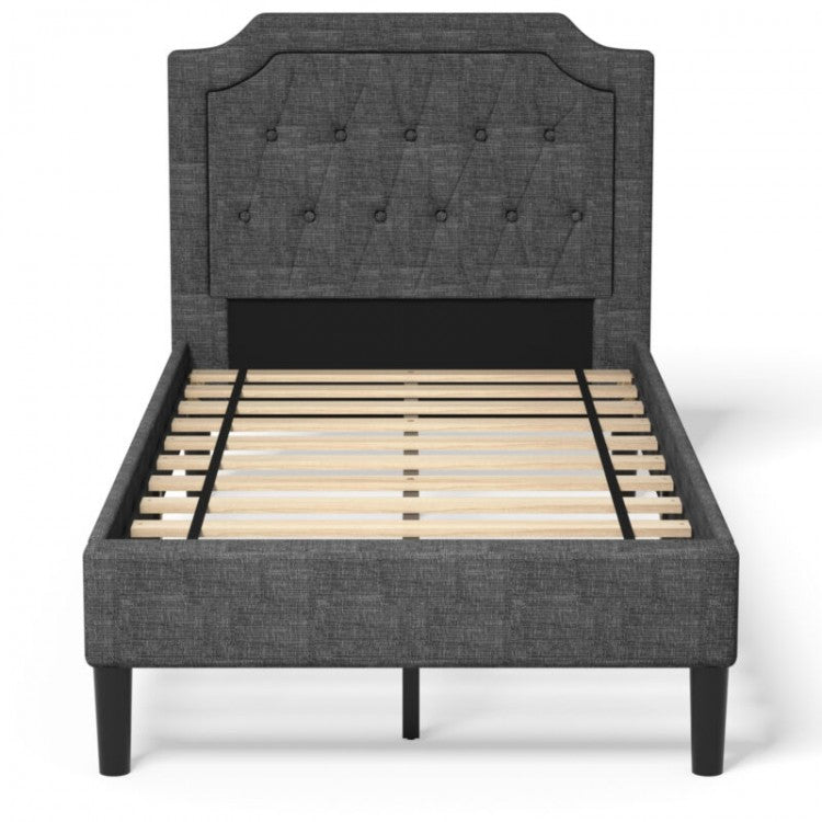 Gray Bedroom Double Upholstered Bed Frame with Headboard