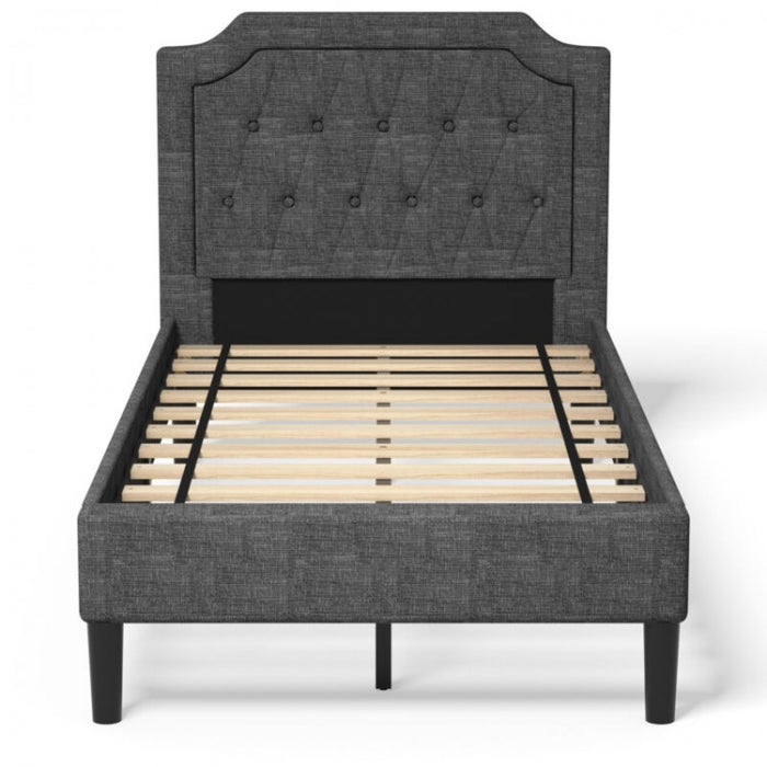 Gray Bedroom Double Upholstered Bed Frame with Headboard