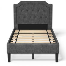 Load image into Gallery viewer, Gray Bedroom Double Upholstered Bed Frame with Headboard

