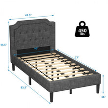 Load image into Gallery viewer, Gray Bedroom Double Upholstered Bed Frame with Headboard
