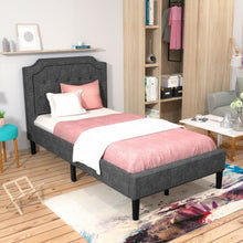 Load image into Gallery viewer, Gray Bedroom Double Upholstered Bed Frame with Headboard

