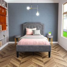 Load image into Gallery viewer, Gray Bedroom Double Upholstered Bed Frame with Headboard
