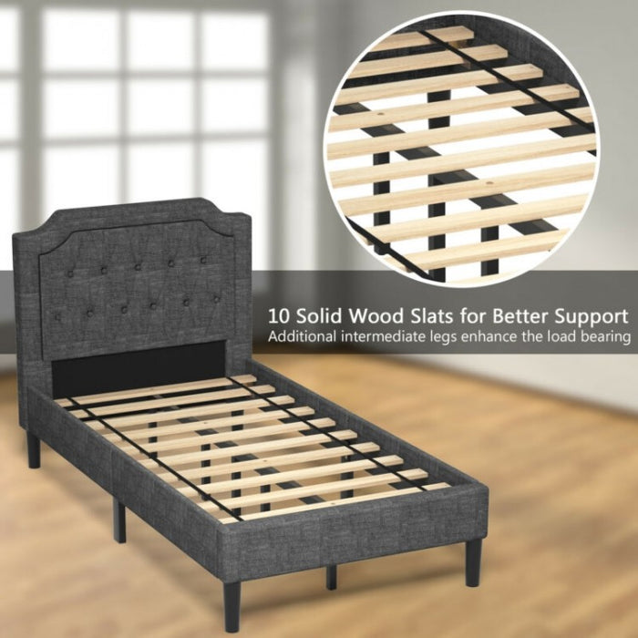 Gray Bedroom Double Upholstered Bed Frame with Headboard