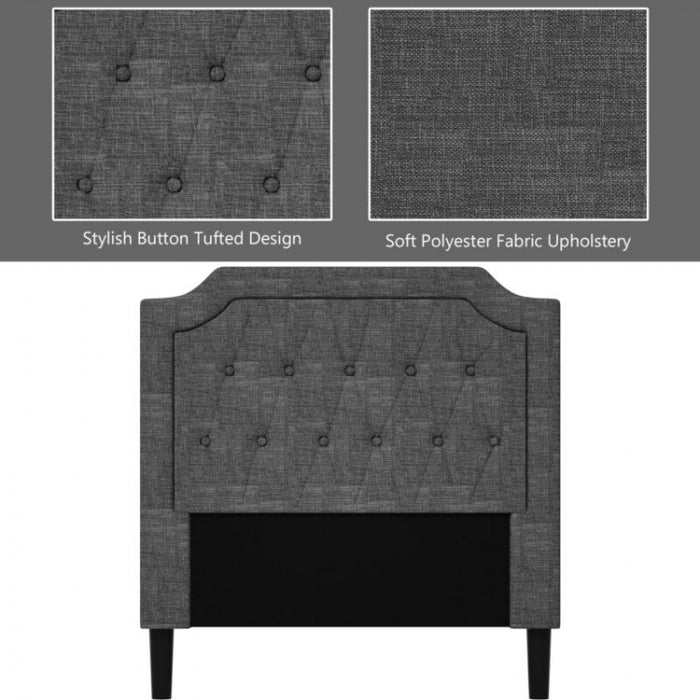 Gray Bedroom Double Upholstered Bed Frame with Headboard