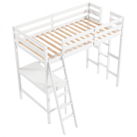 Multifunctional Loft Bed with Desk and Stairs