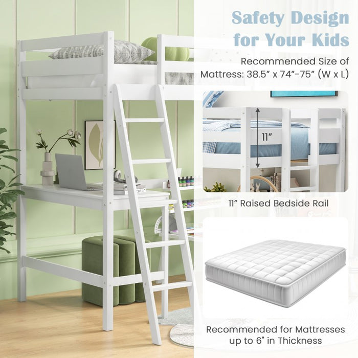 Multifunctional Loft Bed with Desk and Stairs