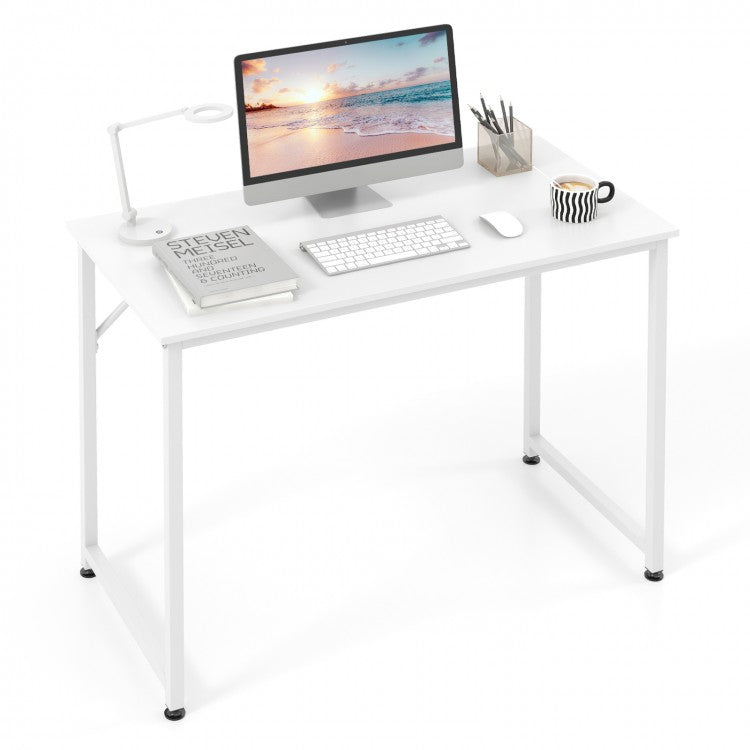 40-Inch White Metal Computer Desk for Office, Suitable for Bedroom and Conference Room