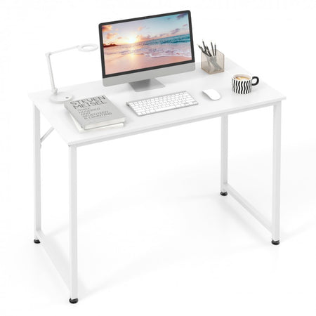 40-Inch White Metal Computer Desk for Office, Suitable for Bedroom and Conference Room