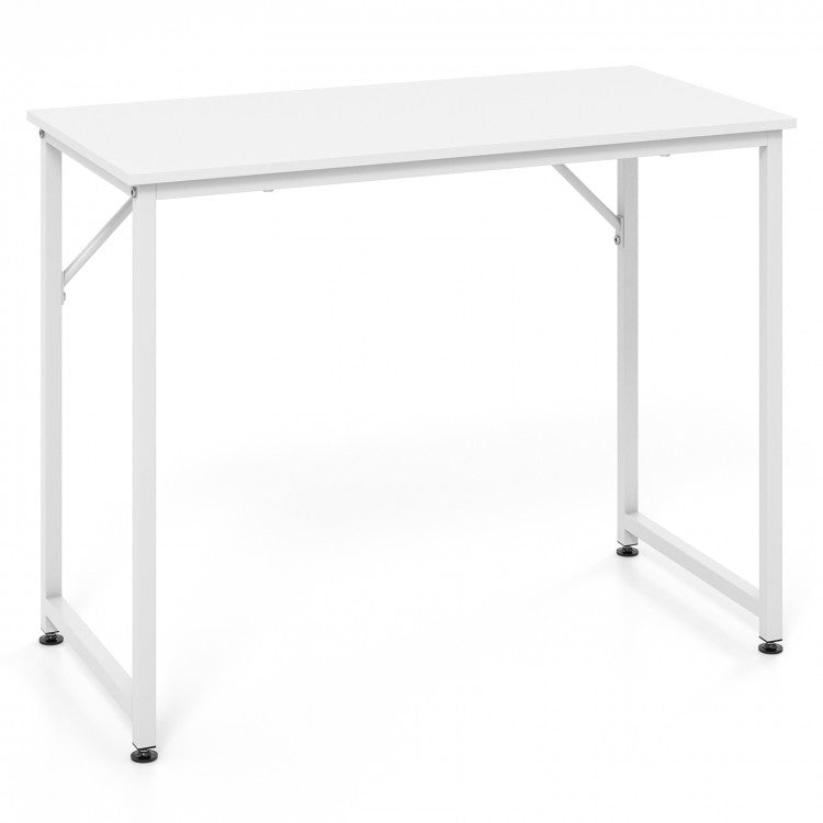 40-Inch White Metal Computer Desk for Office, Suitable for Bedroom and Conference Room