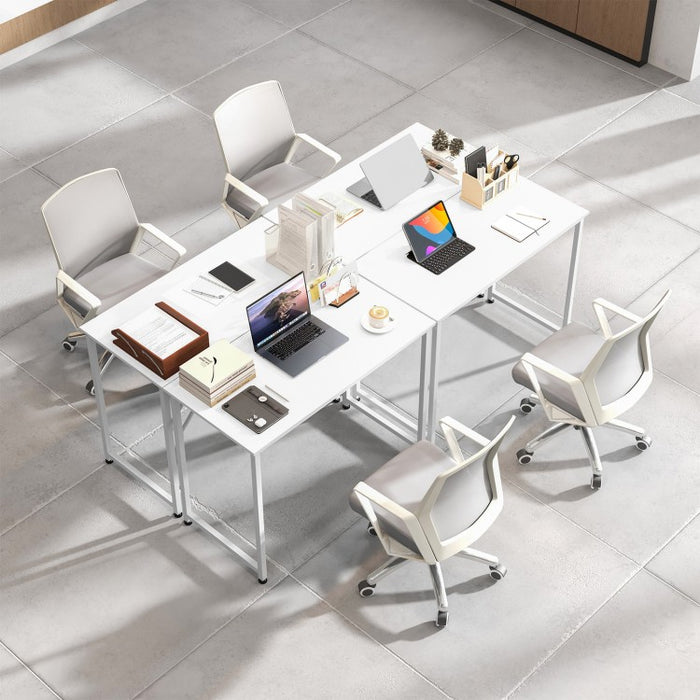 40-Inch White Metal Computer Desk for Office, Suitable for Bedroom and Conference Room