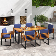 Charger l&#39;image dans la galerie, Outdoor Dining Room Table Set - 7-Piece Set with 1 Long Table and 6 Armchairs with Cushions - Suitable for Backyard Gatherings

