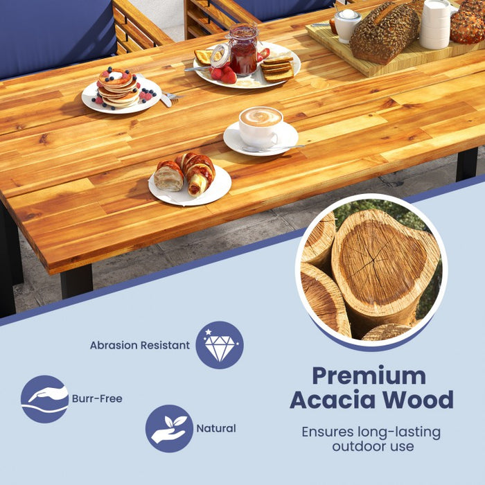 Outdoor Dining Room Table Set - 7-Piece Set with 1 Long Table and 6 Armchairs with Cushions - Suitable for Backyard Gatherings