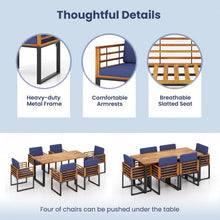 Charger l&#39;image dans la galerie, Outdoor Dining Room Table Set - 7-Piece Set with 1 Long Table and 6 Armchairs with Cushions - Suitable for Backyard Gatherings
