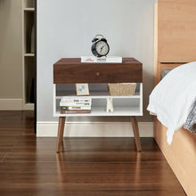 Load image into Gallery viewer, Costway Mid Century Sofa Side Table Vintage Nightstand with Drawer and Shelf - Suitable for Living Room and Bedroom
