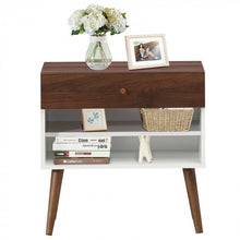 Load image into Gallery viewer, Costway Mid Century Sofa Side Table Vintage Nightstand with Drawer and Shelf - Suitable for Living Room and Bedroom
