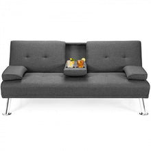 Load image into Gallery viewer, Convertible Gray Futon Sofa Bed - Foldable Living Room Furniture
