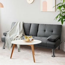Load image into Gallery viewer, Convertible Gray Futon Sofa Bed - Foldable Living Room Furniture
