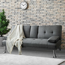 Load image into Gallery viewer, Convertible Gray Futon Sofa Bed - Foldable Living Room Furniture
