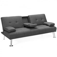 Load image into Gallery viewer, Convertible Gray Futon Sofa Bed - Foldable Living Room Furniture
