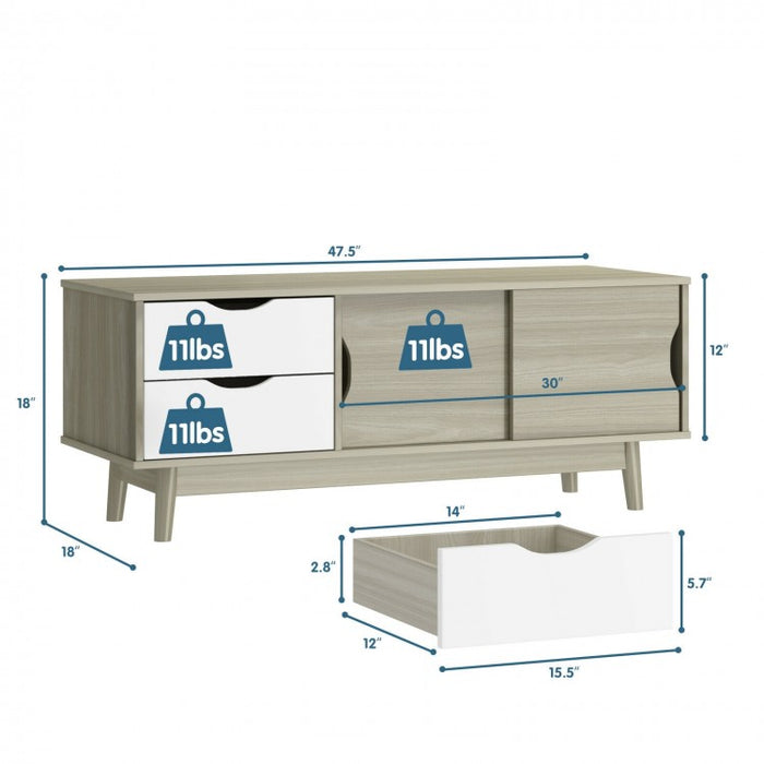 Modern Minimalist TV Stand with Sliding Doors and Drawers for 60-inch TVs