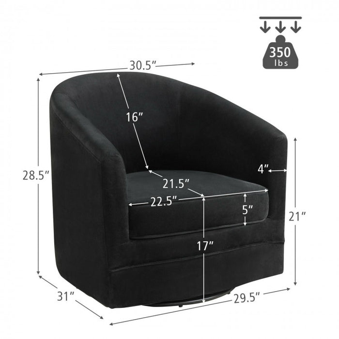 Costway Black Modern Swivel Chairs for Living Room - 360° Rotating Armchair